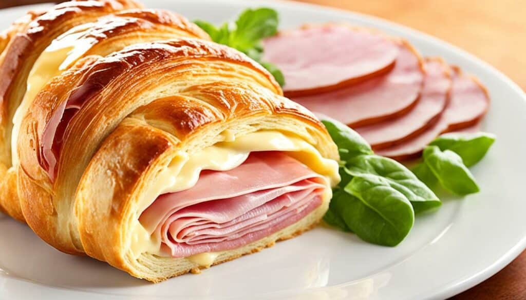 warm ham and Swiss croissant